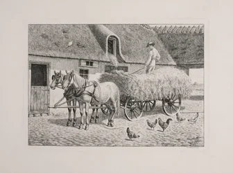 Danish : Un chariot de récolte dans une ferme