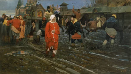 Une rue moscovite du XVIIe siècle un jour férié