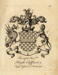 Blason du très honorable Hugh Clifford, Lord Clifford de Chudleigh, 2e baron Clifford de Chudleigh (1663-1730)
