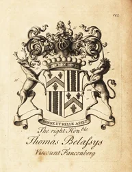 Blason du très honorable Thomas Belasyse, comte de Fauconberg ou Thomas Belassys, vicomte de Fauconberg (1699-1774)