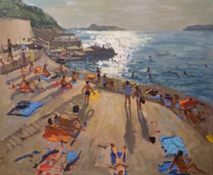 Après-midi au bord de la mer, Croatie, 2014 (huile sur toile)
