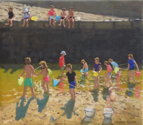 Pêche au crabe dans le port, Bude, Cornwall, 2018