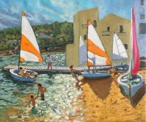 Lancement de bateaux, Calella de Palafrugell, Espagne