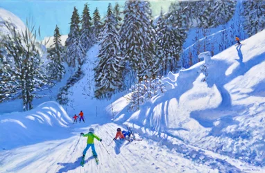 Descente à ski, Tignes, France, 2022 (huile sur toile)