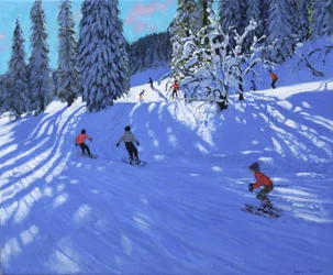 Snowboarders et skieurs, Morzine, France