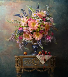 Nature morte aux pivoines somptueuses