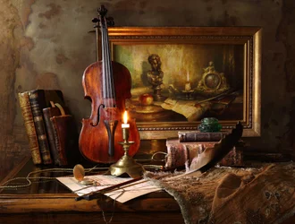 Nature morte avec un violon ancien