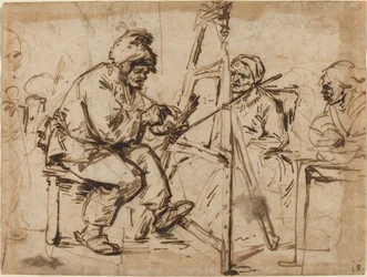 Un artiste assis à son chevalet