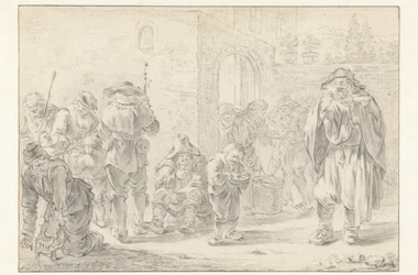 Distribution de nourriture aux pèlerins et mendiants à la porte d