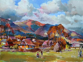 Village de montagne en automne