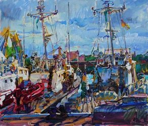 Bateaux colorés dans le port
