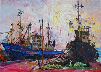 Bateaux colorés dans le port