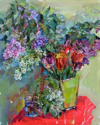 Bouquet printanier haut en couleur