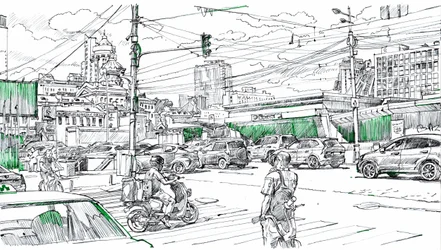 Dessin représentant la circulation urbaine