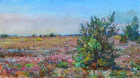 Paysage de bruyère animé