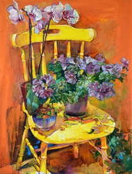 Fleurs de la chaise jaune