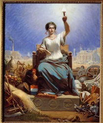 La France illuminant le monde. Allégorie. Peinture de Janet Lange (1815 - 1872)