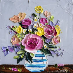 Fleurs aux couleurs vives en impasto
