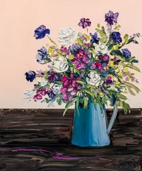 Fleurs aux couleurs vives en impasto