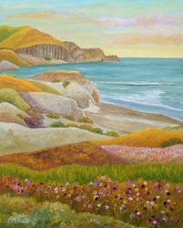 Paysage de fleurs sauvages du littoral