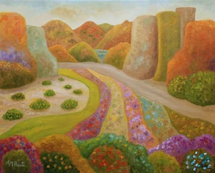 Allée de jardin aux couleurs vives
