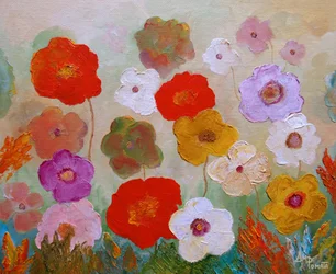 Fleurs peintes aux couleurs vives