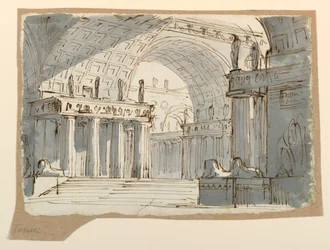 Décor de scène, bâtiment classique voûté