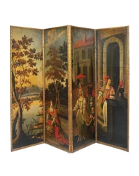 Paravent à quatre volets double face, vers 1700