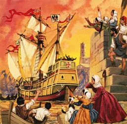 Christophe Colomb prend la mer à bord de la Santa Maria en août 1492