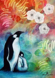 La famille des pingouins en fleurs