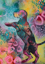 Chien abstrait aux couleurs vives