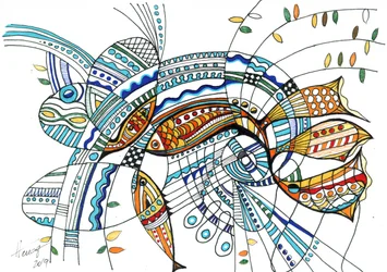 Poisson abstrait aux couleurs vives