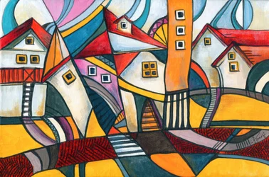 Une ville aux motifs géométriques éclatants