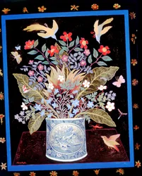 Fleurs dans un mug bleu