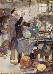 Alchimiste, scène du conte de fées de Hans Christian Andersen Le Conte du Vent