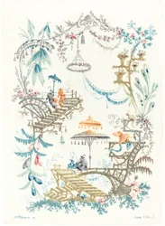 Arabesque chinoise avec un double parasol