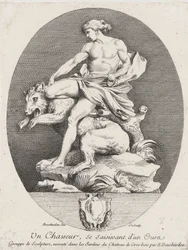 Un chasseur attrapant un ours, 1737