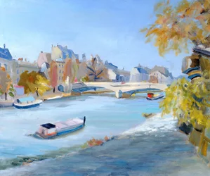 Péniche naviguant sur la Seine à Paris