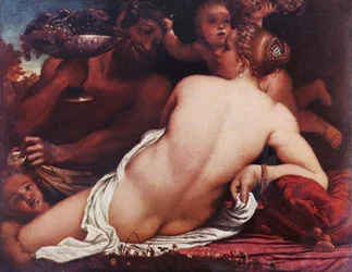 Allemand : Vénus Bacchantin avec un Satyre et des Cupidons