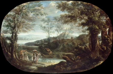 Paysage avec scène fluviale