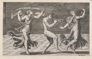 Speculum Romanae Magnificentiae : Danse des faunes et bacchantes, début du XVIe siècle