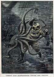 Un énorme poulpe réussit presque à vaincre le plongeur américain Martin Lund - « Le Petit Journal »