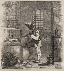Une force de travail au bagne de Brest au XIXe siècle. Gravure dans « Histoire des bagnes depuis leur création à nos jours » (1877) par Pierre Zaccone.