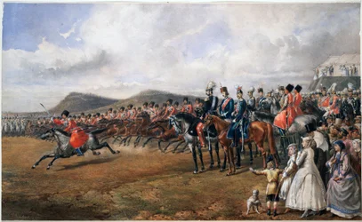 Alexandre II passant les troupes en revue
