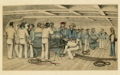Canonniers de la marine britannique sur le pont