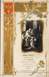 Cérémonie de confirmation image pieuse. Carte postale. Début du 20e siècle. Collection privée