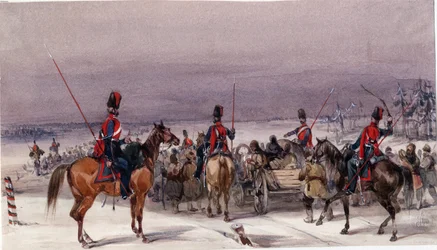 Cosaques convoyant des déportés