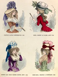 Différents styles de chapeaux en 1789 pendant la Révolution française