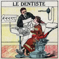 Outils électriques : le dentiste. Illustration anonyme de 1925. Collection privée.
