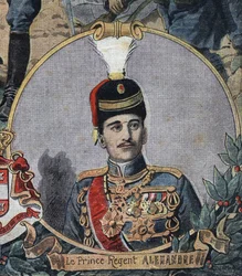 Première Guerre mondiale 1914-1918 : Portrait du prince régent de Serbie Alexandre, devenu roi Alexandre Ier de Yougoslavie ou Alexandre II de Serbie (1888-1934)